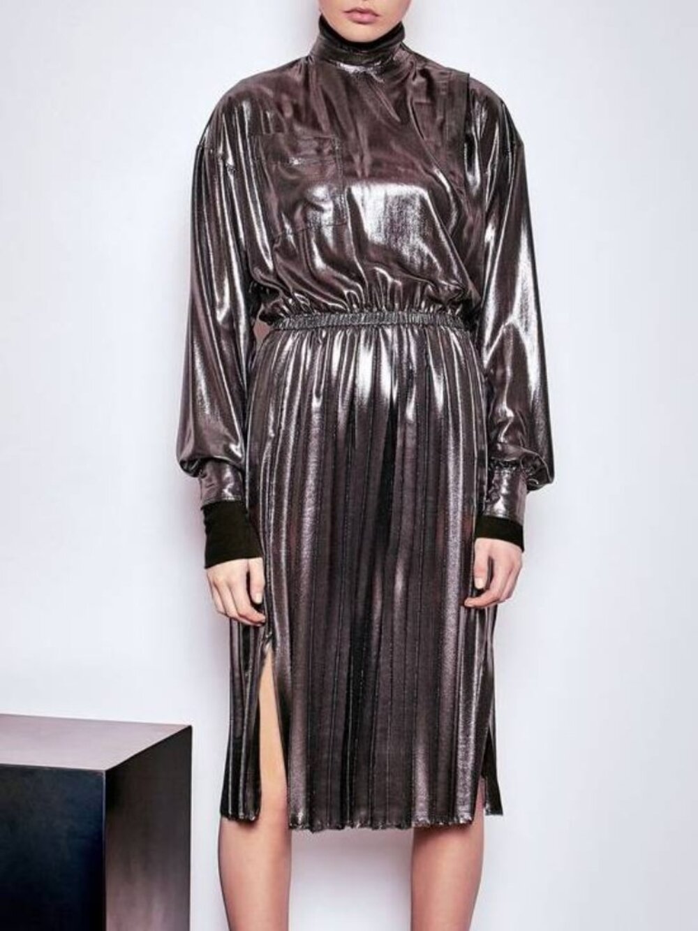 Isabel Marant Étoile Madlen Gold Pleated Lamé Skirt
